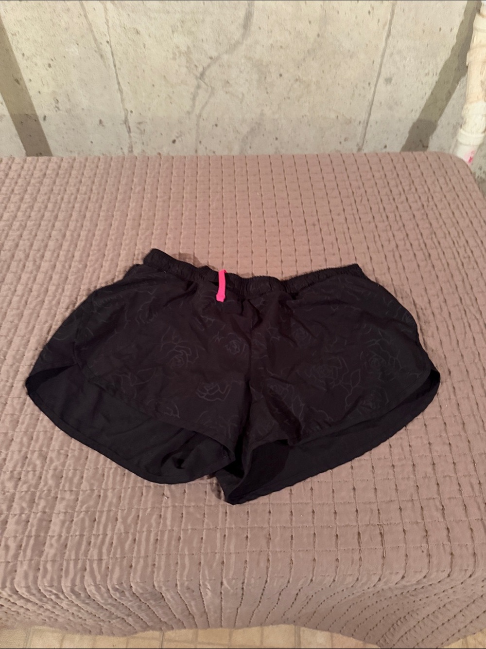 Women’s Black Athletic Shorts with Pink Drawstring